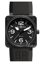 Bell & Ross Aviation Svart/Gummi 46x46 mm