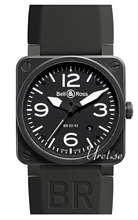 Bell & Ross Aviation Svart/Gummi 42x42 mm