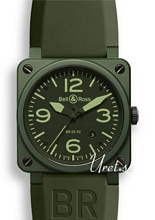 Bell & Ross Aviation Gr�n/Gummi 42x42 mm