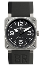 Bell & Ross Aviation Svart/Gummi 42x42 mm