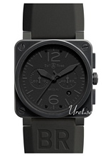 Bell & Ross Aviation Svart/Gummi 42x42 mm