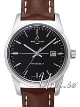 Breitling Transocean Black Dial Leather