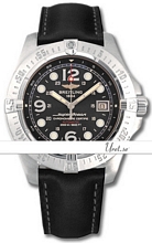 Breitling Superocean Steelfish Black Dial Leather Strap