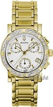 Bulova Marine Star Ladies Chronograph Diamond Gold Tone White Di