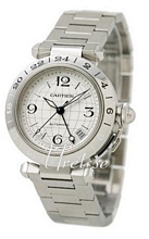 Cartier Pasha Silver Dial Bracelet GMT