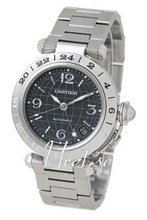 Cartier Pasha Black Dial Bracelet GMT