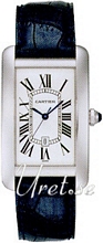 Cartier Tank Americaine Silver Dial White Gold Leather