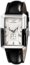 Emporio Armani Mens Silver/L�der 42x33 mm