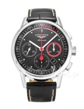 Longines Column Wheel Chronograph Svart Dial Leather Longines Column Wheel Chronograph Svart Dial Leather