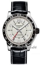 Longines Admiral GMT Silver Dial Croco Strap