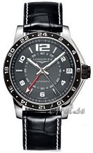 Longines Admiral GMT Grey Dial Croco Strap