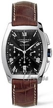 Longines Evidenza Chronograph Black Dial Croco Strap