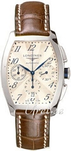 Longines Evidenza Silver Dial Leather Chronograph