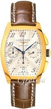 Longines Evidenza Silver Dial Leather Chronograph Yellow Gold