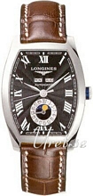 Longines Evidenza Black Dial Leather Moonphase
