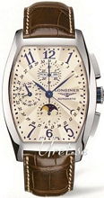 Longines Evidenza Silver Dial Leather Moonphase Maxi