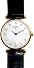 Longines Grande Classique MOP, White Dial Leather Strap Black