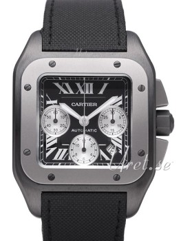 Cartier Santos 100 Carbon Black Dial Leather Strap Cartier Santos 100 Carbon Black Dial Leather Strap