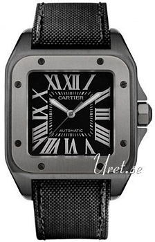 Cartier Santos 100 Carbon Black Dial Composite Strap