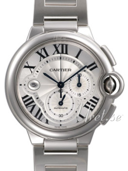 Cartier Ballon Bleu Silver, Guilloche Dial White Gold Bracelet