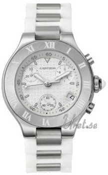 Cartier 21 Chronoscaph Steel White Dial Cartier 21 Chronoscaph Steel White Dial