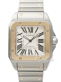 Cartier Santos 100 Silver Dial Two Toned Bracelet Cartier Santos 100 Silver Dial Two Toned Bracelet