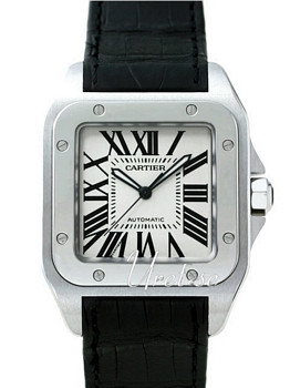 Cartier Santos 100 Silver Dial Leather XL Cartier Santos 100 Silver Dial Leather XL