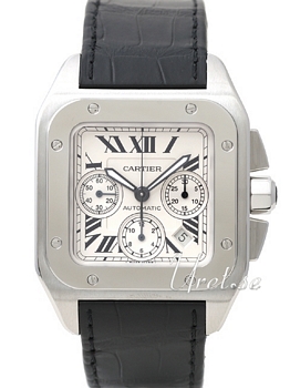 Cartier Santos 100 Silver Dial Leather XL Chronograph Cartier Santos 100 Silver Dial Leather XL Chronograph