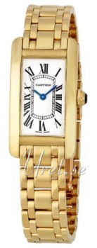 Cartier Tank Americaine Silver Dial Yellow Gold Bracelet Ladies