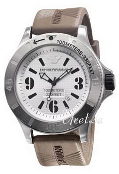 Emporio Armani Silver Dial Rubber Strap