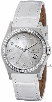Gucci Pantheon Medium Steel MOP, White Dial