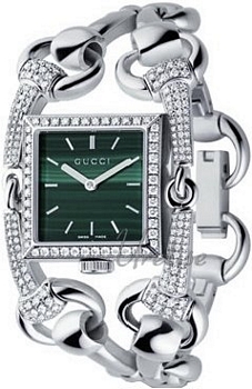 Gucci Signoria Medium White Gold Green Dial