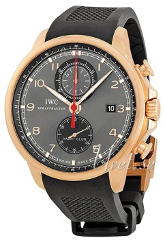 IWC Portuguese Black Dial Rose Gold Rubber Strap