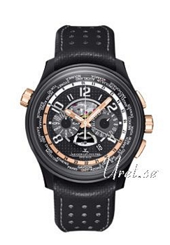 Jaeger LeCoultre Amvox Black Dial Leather Strap