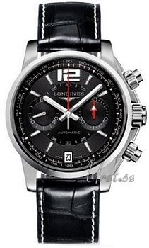 Longines Admiral Chronograph Black Dial Croco Strap
