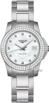 Longines Conquest MOP, White Dial Steel Bracelet
