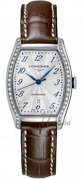 Longines Evidenza Silver Dial Croco Strap Brown