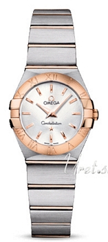 Omega Constellation Brushed 24 mm Rose Gold Steel Silver Dial