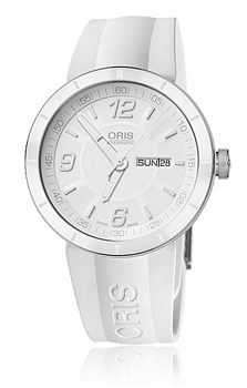 Oris Motor Sport TT1 Day Date Vit/Gummi Ø43 mm Oris Motor Sport TT1 Day Date Vit/Gummi Ø43 mm