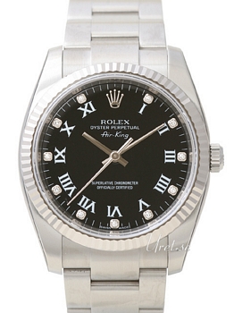 Rolex Air-King Black Dial Diamond Oyster Bracelet