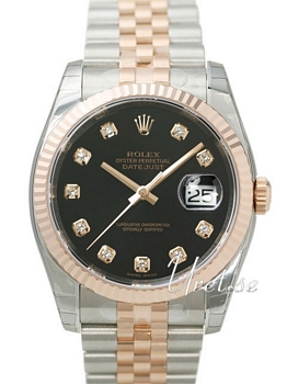 Rolex Datejust Black Dial Jubilee Bracelet Diamond