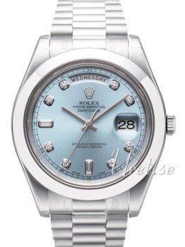 Rolex Day-Date II Blue Dial Platinum Diamond Index
