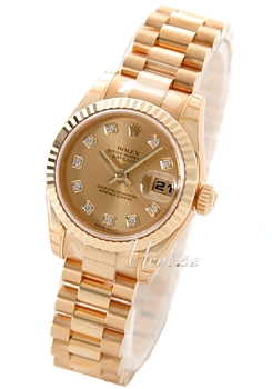 Rolex Lady Datejust Champagne Diamond Dial President Bracelet