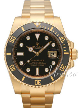 Rolex Submariner Yellow Gold Black Dial Ceramic Bezel Diamond In