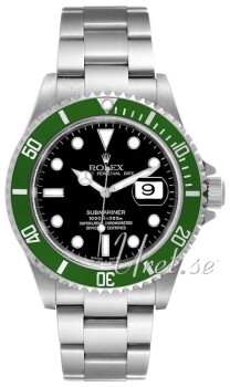 Rolex Submariner Date Black Dial Green Bezel Fliplock Bracelet