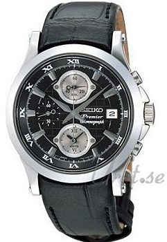 Seiko Premier Black Dial Leather Strap