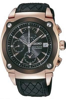 Seiko Sportura Steel/Rose Gold Black Dial