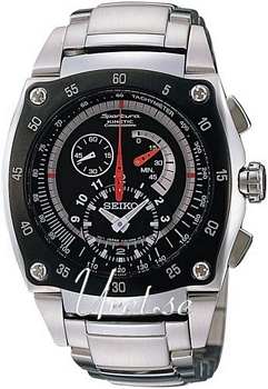 Seiko Sportura Kintetic Chronograph Black Dial Bracelet