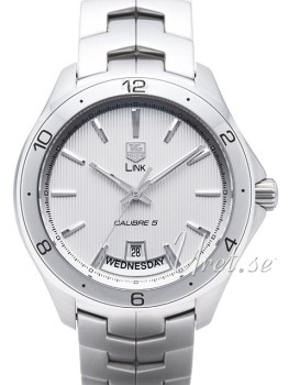 TAG Heuer Link Calibre 5 Day-Date Automatic Silver/Stål Ø42 mm TAG Heuer Link Calibre 5 Day-Date Automatic Silver/Stål Ø42 mm