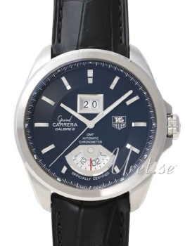 TAG Heuer Grand Carrera Black Dial Black Leather GMT